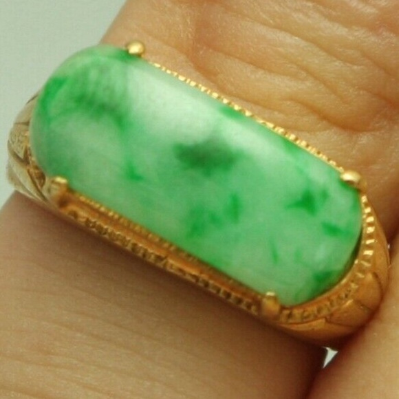 Cert'd Genuine Untreated Green A Jadeite Jade 925 Silver US 6 Ring - Picture 8 of 12